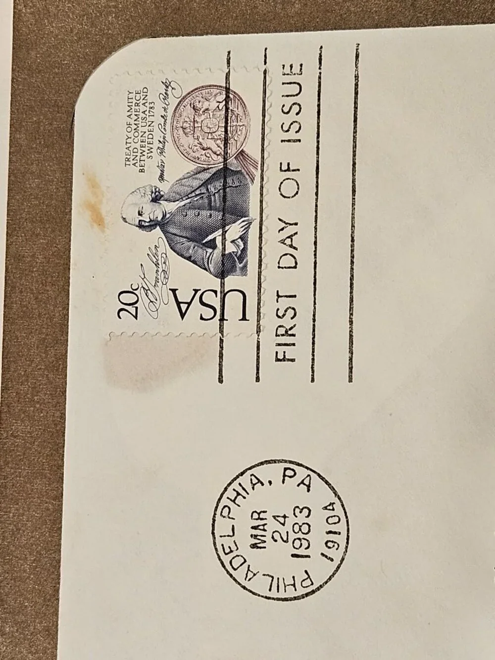 RARE COLLECTIBLE USPS 1ST DAY ISSUE COVER TREATY AMITY & COMMERCE SWEDEN STAMP